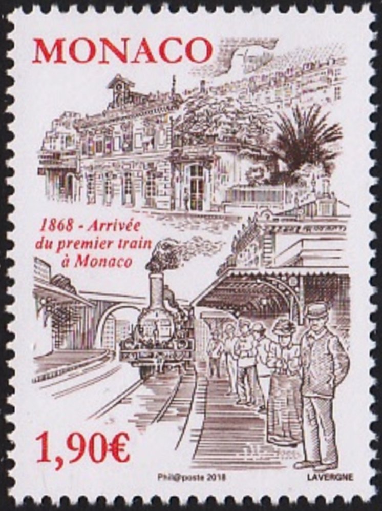 Timbres-Poste Stamps Gare de Monaco Interior Steam Train
